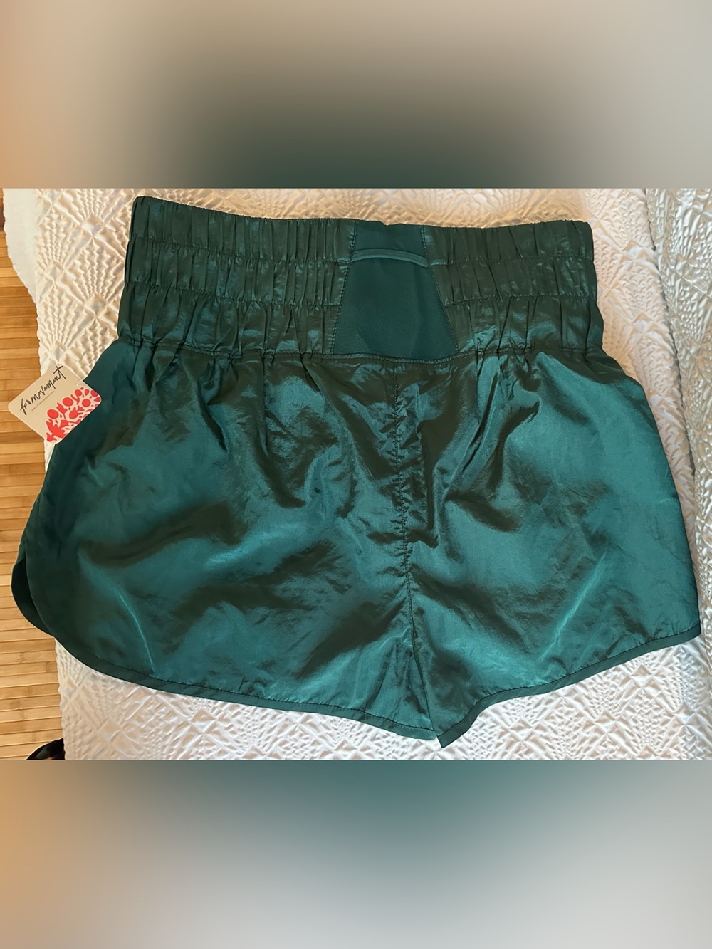FP Movement by Free People Deep Green Smocked Waist Athletic Shorts - Picture 8 of 12